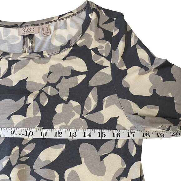 LOGO by Lori Goldstein Tunic with Pockets Sheer Underlay/Hem Gray Floral Size S - Picture 8 of 9